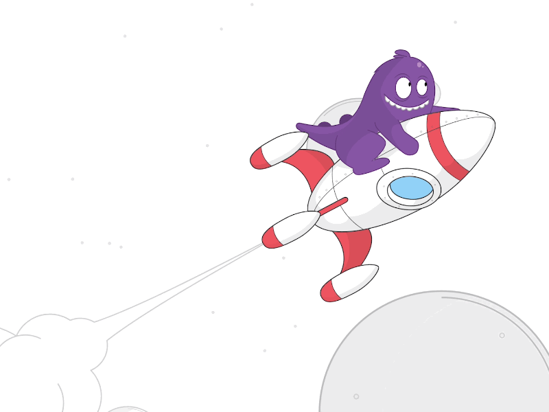 We Have Lift Off! 2d animation character design flat gif monster rocket space vector