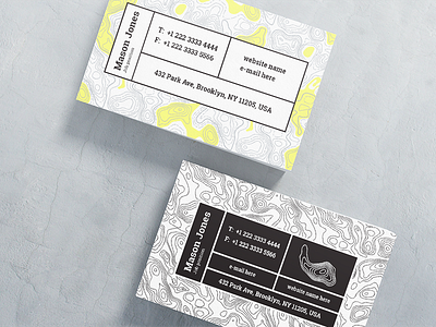 "Maps & Bar" Business card template bar black blocks business cards contour mapping maps topographic yellow