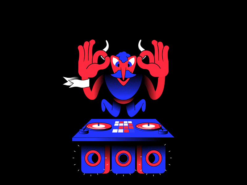 Evil DJ 2d animation dance design electric gif illustration music vector