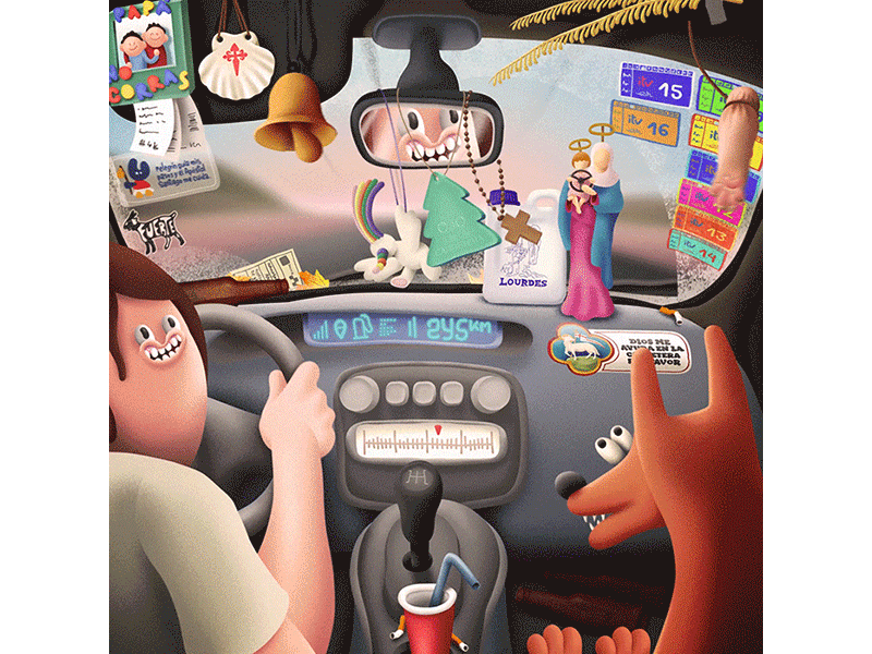 Spiz 2d animation car crash crazy dog gif illustration pffff