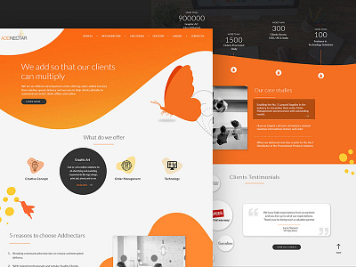 Add Nectar Web design asymmetrical bpo homepage landing page nectar orange ui web design website