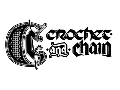 Crochet & Chain: 1C Logo blackletter calligraphy cc chain mail chainmail crochet illuminated letter jewelry monogram uncial