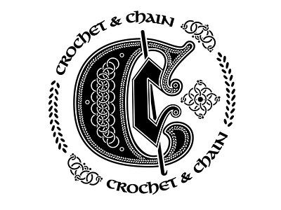Crochet & Chain: 1C Icon blackletter calligraphy cc chain mail chainmail crochet illuminated letter jewelry monogram uncial
