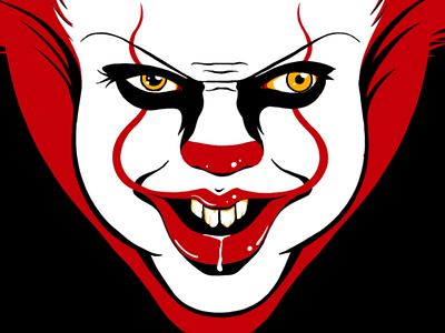 Which eye do I look at? illustration it line art minimalist pennywise stephen king the dancing clown