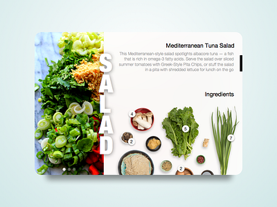 Salad app card clean design food recipe restaurant salad sketch ui web widget