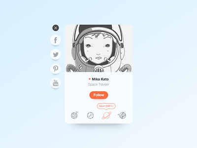Space Profile card clean japan minimal planets profile social space ui