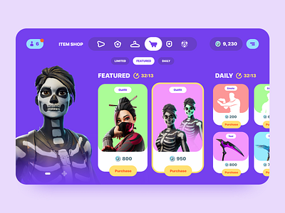 Fortnite shop figma fortnite game shop ui ux web