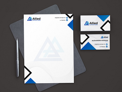 Allied-Advantage -Bcard- LetterHEad branding illustration logo design branding