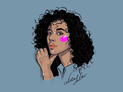 Curly crush Neon blush illustration