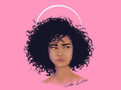 Curly illustration portrait procreate