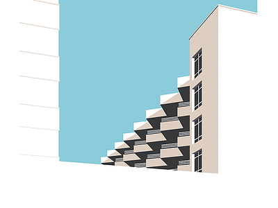 Balconies architectural balcony illustration modernism print