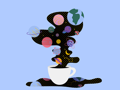 Space in cup abstract coffee coffee cup concept design dream flat galaxy illustration morning planning space