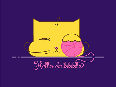 The cat wants to play) cat flat hello illustration