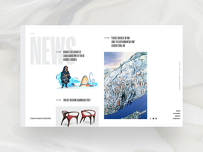 Zaha Hadid Design - news page art clean design futuristic hellowiktor minimal web zaha hadid zhd