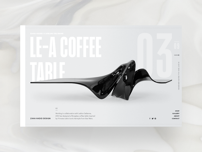 Zaha Hadid Design - product page by Viktor Vörös on Dribbble