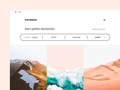 Dualism 04: Travelation clean design flat grid landing page layout pink travel ui ux web design website