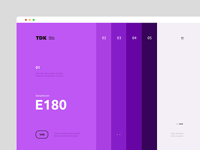 Dualism 13: TDK color design grid landing page layout purple ui ux vhs web web design website