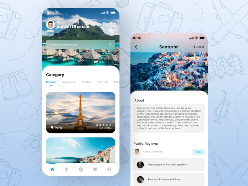 Travel App UI by Jenish Dhanani on Dribbble