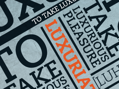 Luxuriate [Defined] blue caecilia luxury orange poster typography