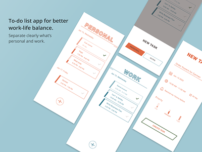 To-do list app for better work-life balance adobe xd app concept design flat ios