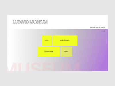 Landing page for a museum of contemporary art