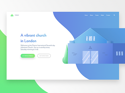 Church website exploration blue church design green illustration interface landing page london photoshop ui ux website