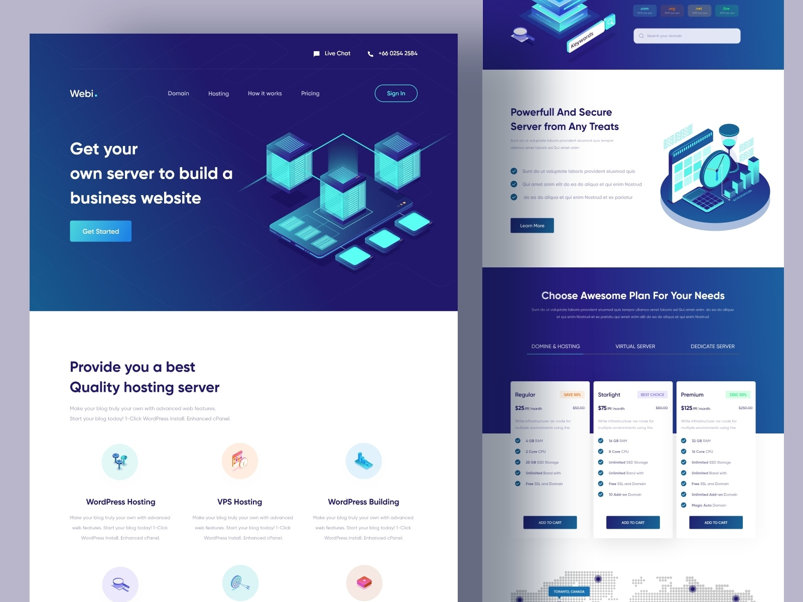 Domain Hosting Landing Page ( Live Priview ) by SADAB DHRUBO on Dribbble