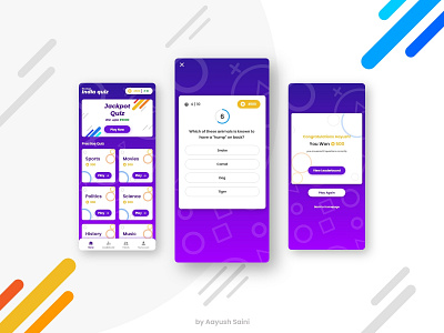 Quiz App adobe xd app branding design mobile quiz quiz app ui ux xd xd design