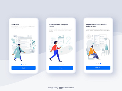 Hirebl App Onboarding adobe xd app career design hired illustration job onboarding onboarding screens product ui ux vector