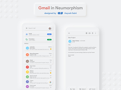 Gmail in Neumorphism (or Soft UI)