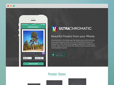 Ultrachromatic Homepage design homepage ios landing page minimal photography ui user interface visual design web web design whitespace