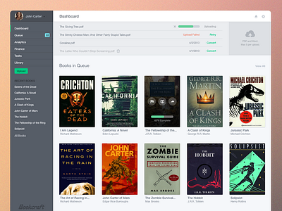 eBook publisher dashboard app dashboard e books ebooks flat publishing ui user interface webapp