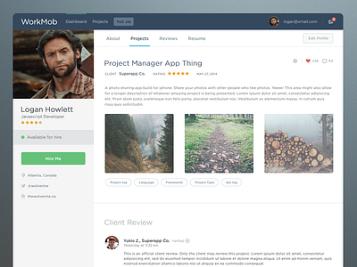 WorkMob User Profile app clean freelancers profile project management ui user user interface user profile visual design webapp