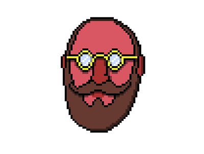 Pixel-art'ed My Face beard face glasses pixel art portrait