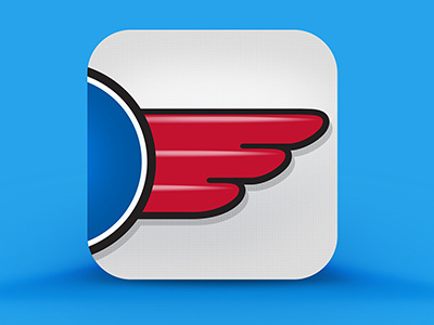 Pelstate iPhone App Icon app blue icon ios iphone michael farrington minimal pelstate red simple white wing wings