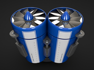 Twin Engine Labs Logo 3D Render 3d c4d cinema 4d engine joel ferrell logo prop propeller render turbine turbines twin engine labs