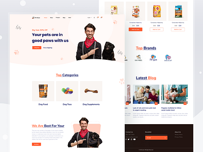 Pet Care Landing Page🐾 3d agency animation branding design illustration landing page logo pet cae pet care landing page ui website