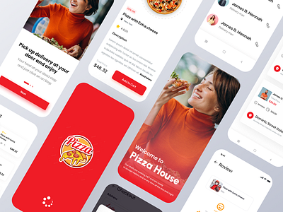 Pizza House App 3d agency animation app app mockup branding design design system developer food app food delivery illustration landing page logo mobile pizza app ui uiux web website