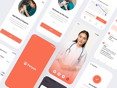 Pet Care Doctor App 3d agency animation app branding design doctor app illustration landing page logo pet care app ui website