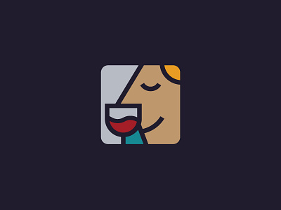 Logo for Winecult alcohol branding crop culture drink face flat happy identity logo logotype smile wine wine icon wine label wine shop
