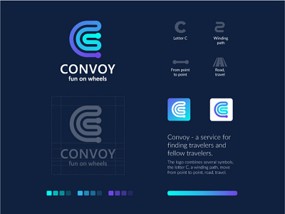 Convoy logo design. (v1) app branding flat geometric identity lettering logo visual identity