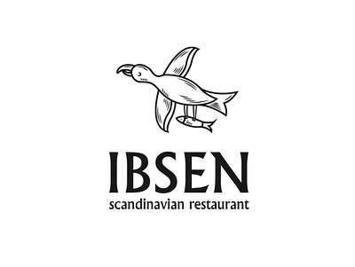 IBSEN Scandinavian restaurant - logo design bird branding fish flat food identity illustration kitchen logo restaurant scandinavian seafood