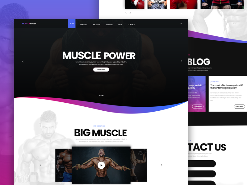MUSCLE POWER template design template design musclepower fitness bodybuilding webdesign ui web creative design