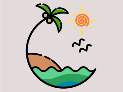 #1 Beach view art design icon illustration inkscape line art logo minimal vector