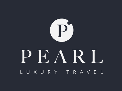 Pearl Luxury Travel Logo blue flat design logo logotype white