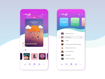 Music Player UI app branding color design flat illustration minimal music app player song poster ui ux