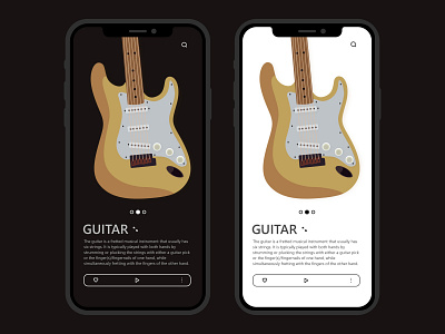 INSTRUMENTS LEARNING APP UI adobe app blackandwhite design draw dribbble guitar illustration instrument music ui uidesign ux uxdesign webdesign