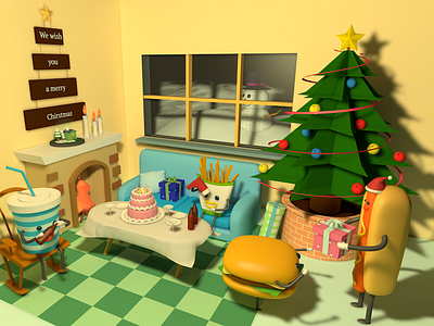 Xmas Party 3d 3d art c4d character cinema4d design digitalart illustration lowpoly lowpolyart render