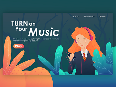 turn on your music art custom art custom illustration design design art design illustrator flat illustration illustration art ui ui ux ui desgin vector