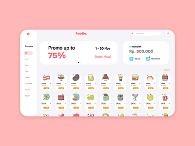 Foodie adobe adobe xd beverage coffee ecommerce food food and drink foodie icon illustation ui uidesign uiux wallet web